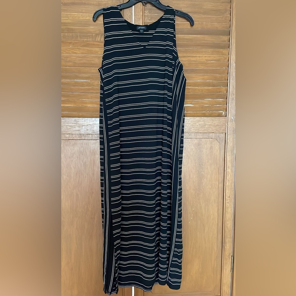 J. Jill Black and Cream Striped Maxi Dress